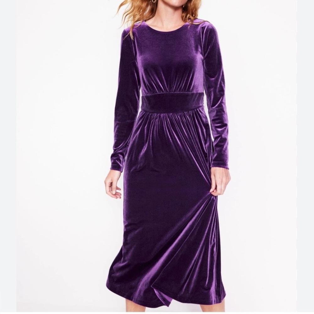 PRICE DROP! Boden | Thea Velvet Midi‎ Dress Viola Purple 2P Party New Year’s Eve